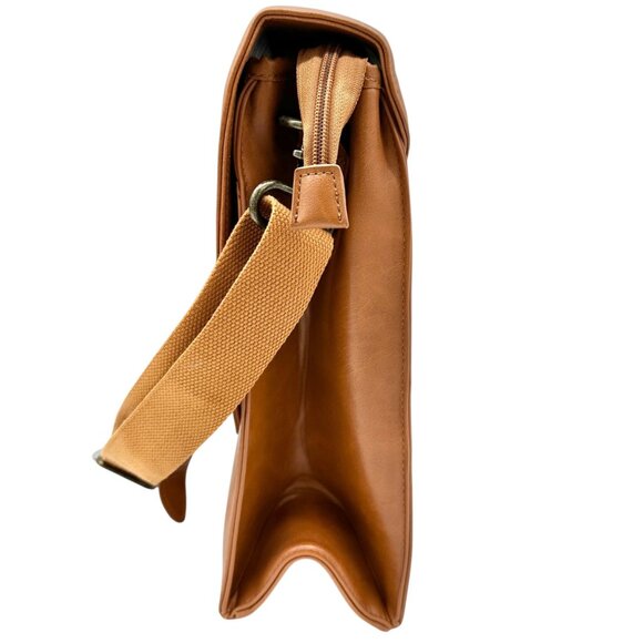 Leather Laptop Briefcase Adjustable Shoulder Strap Multiple Compartments Brown - Picture 8 of 16